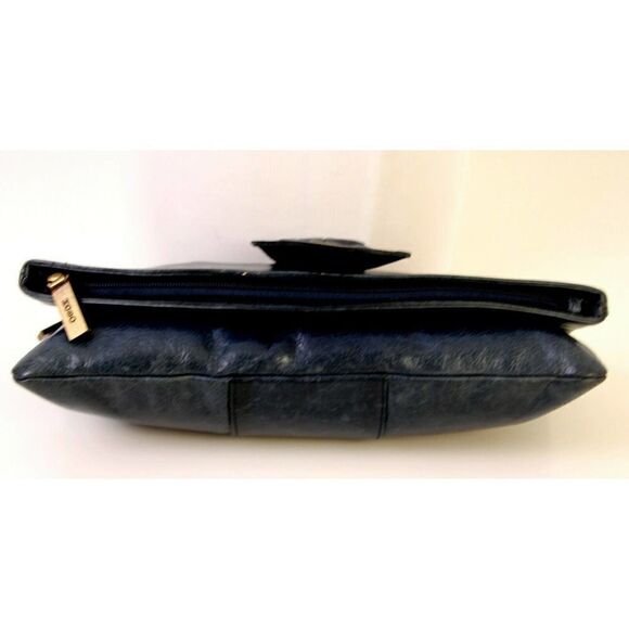 Hobo International SMOOTH DARK BLUE GENUINE LEATHER FOLDING CLUTCH PURSE HANDBAG - Picture 4 of 8